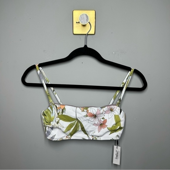Vitamin A Other - Vitamin A Mila White Green Floral Leaves Bandeau Bikini Top